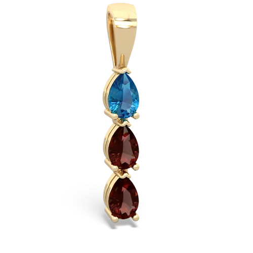 london topaz-garnet three stone pendant