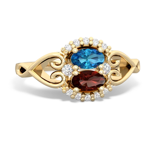 london topaz-garnet antique keepsake ring