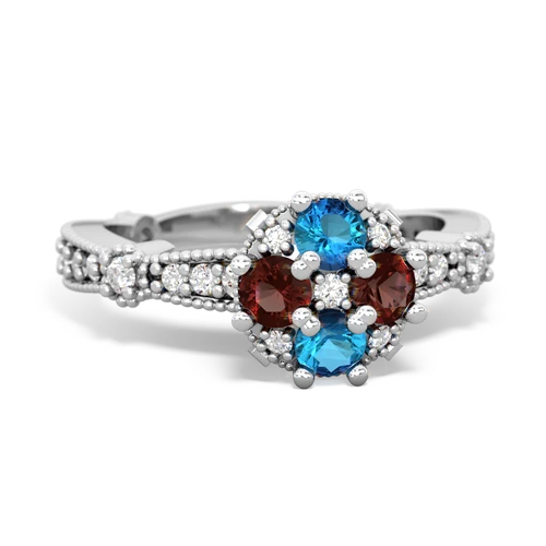 london topaz-garnet art deco engagement ring