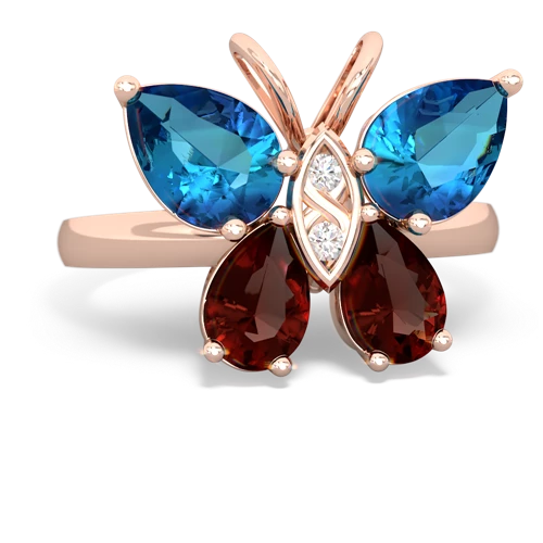 london topaz-garnet butterfly ring