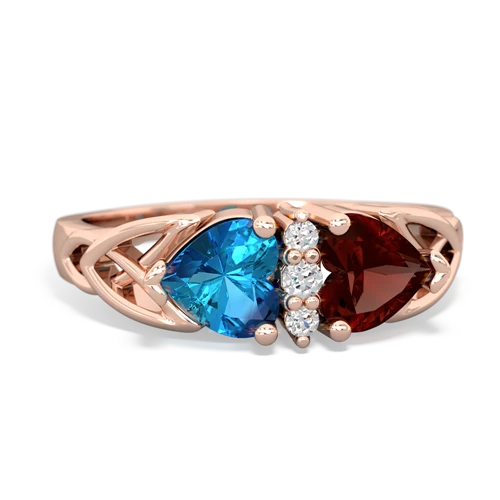 london topaz-garnet celtic ring