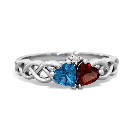 london topaz-garnet celtic braid ring