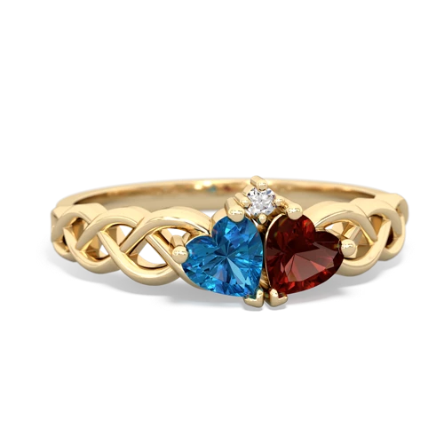 london topaz-garnet celtic braid ring