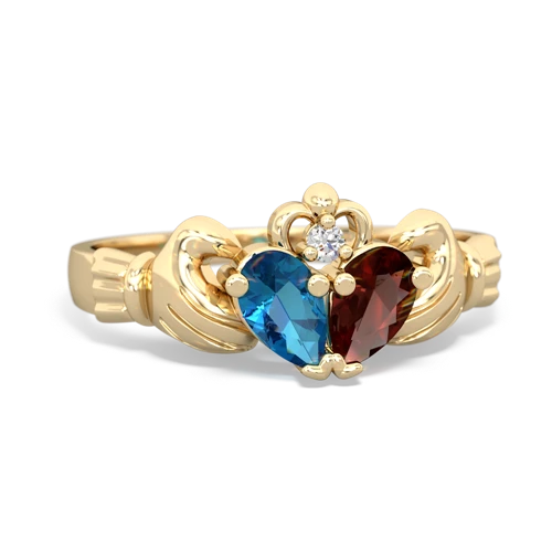 london topaz-garnet claddagh ring