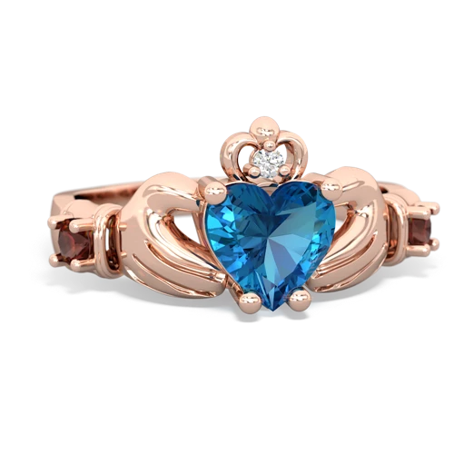 london topaz-garnet claddagh ring