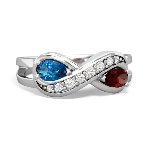 london topaz-garnet diamond infinity ring