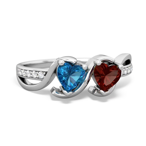 london topaz-garnet double heart ring