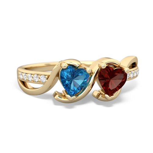 london topaz-garnet double heart ring