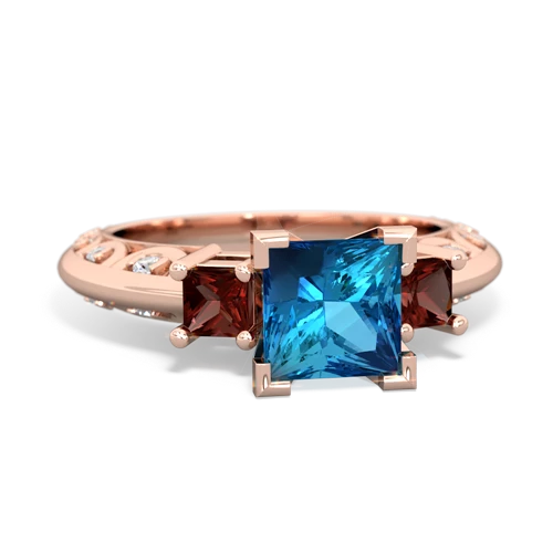 London Topaz Genuine London Blue Topaz with Genuine Garnet and  Art Deco ring Ring