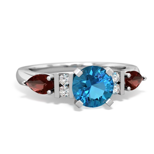 London Topaz Genuine London Blue Topaz with Genuine Garnet and  Engagement ring Ring