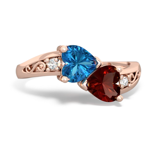 london topaz-garnet filligree ring