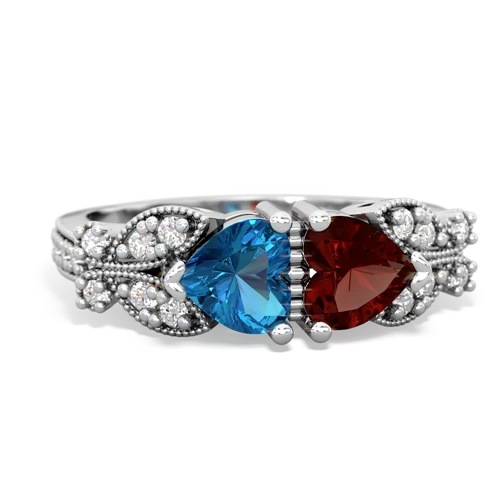 london topaz-garnet keepsake butterfly ring