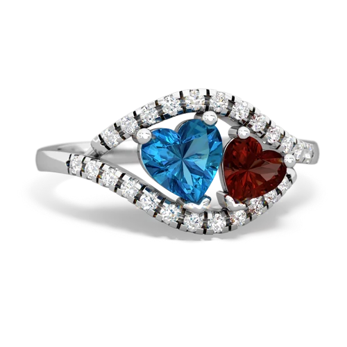 London Topaz Genuine London Blue Topaz with Genuine Garnet Mother and Child ring Ring
