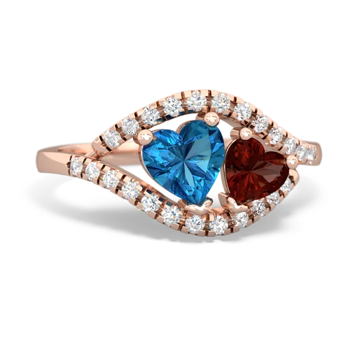 london topaz-garnet mother child ring