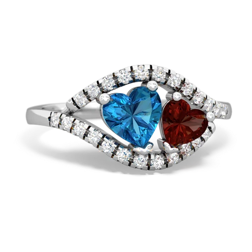 london topaz-garnet mother child ring