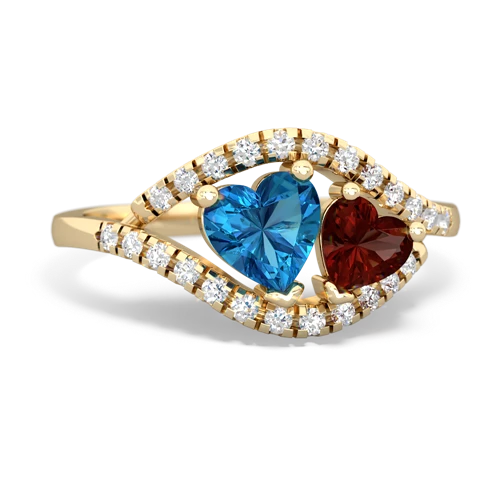 london topaz-garnet mother child ring