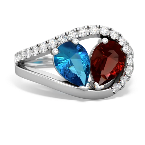 london topaz-garnet pave heart ring