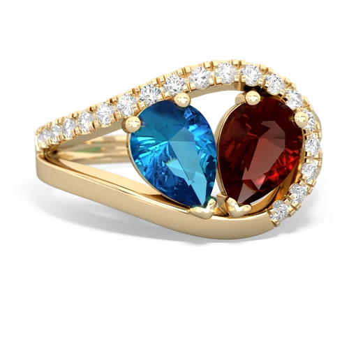 london topaz-garnet pave heart ring