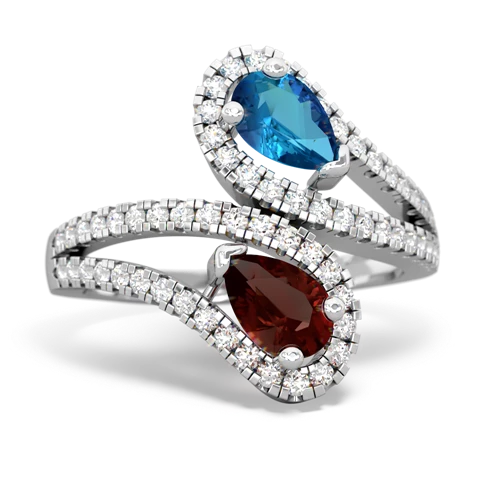 london topaz-garnet pave swirls ring