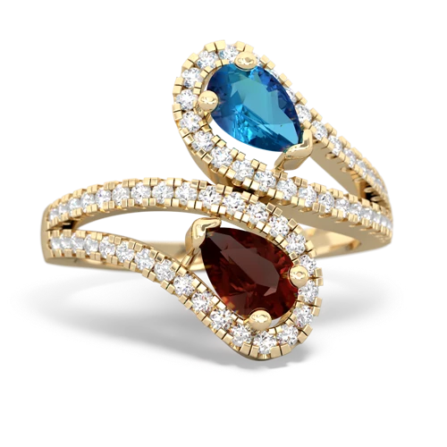 london topaz-garnet pave swirls ring