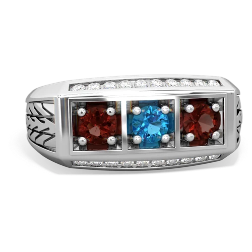 london topaz-garnet three stone ring