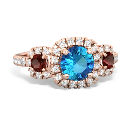 london topaz-garnet three stone regal ring