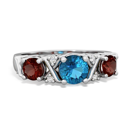 London Topaz Genuine London Blue Topaz with Genuine Garnet and  Hugs and Kisses ring Ring