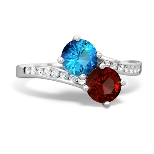 london topaz-garnet two stone channel ring