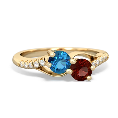 London Topaz Genuine London Blue Topaz with Genuine Garnet Two Stone Infinity ring Ring