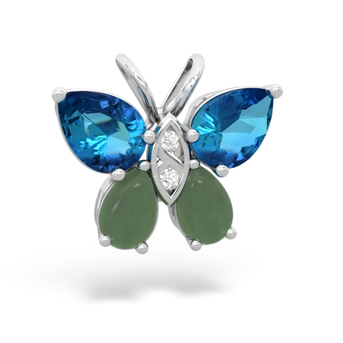 london topaz-jade butterfly pendant