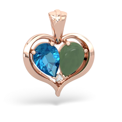 london topaz-jade half heart whole pendant