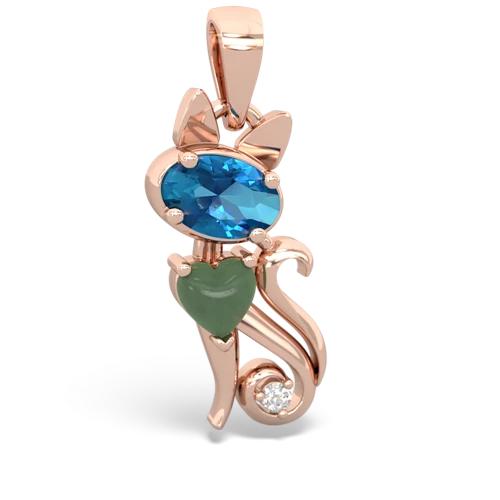 london topaz-jade kitten pendant