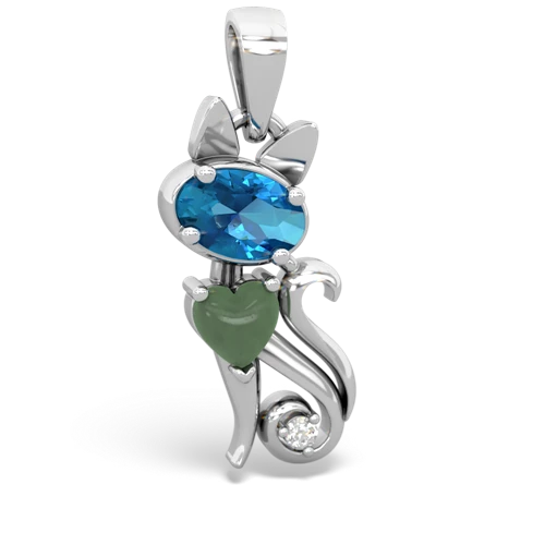 london topaz-jade kitten pendant