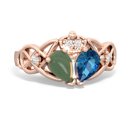 london topaz-jade claddagh ring