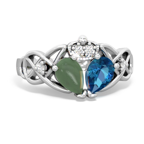 london topaz-jade claddagh ring