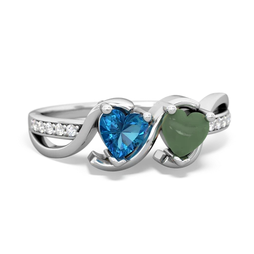 london topaz-jade double heart ring