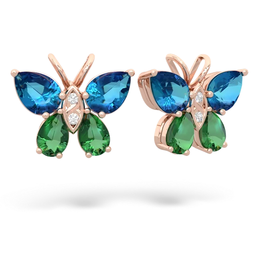 london topaz-lab emerald butterfly earrings