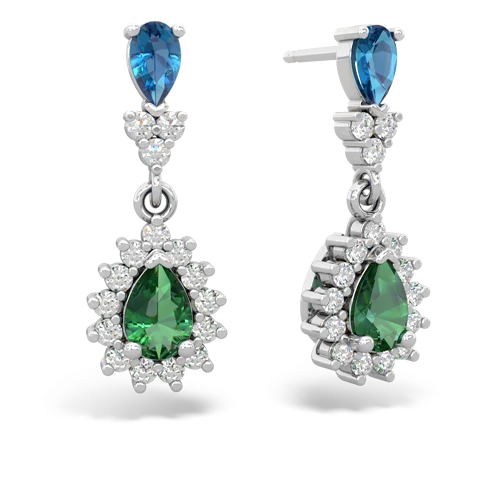 london topaz-lab emerald dangle earrings