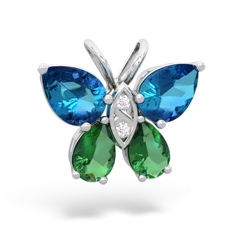 london topaz-lab emerald butterfly pendant