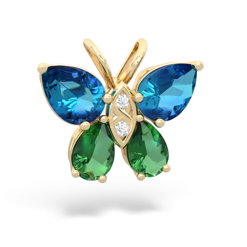 london topaz-lab emerald butterfly pendant