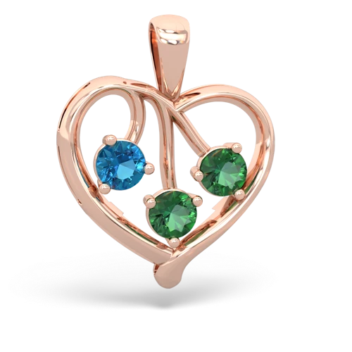 london topaz-lab emerald love heart pendant