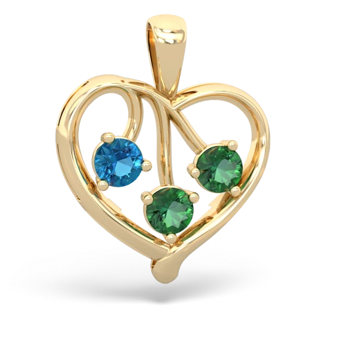 london topaz-lab emerald love heart pendant