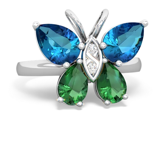 london topaz-lab emerald butterfly ring