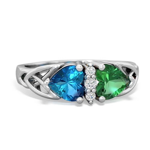 london topaz-lab emerald celtic ring