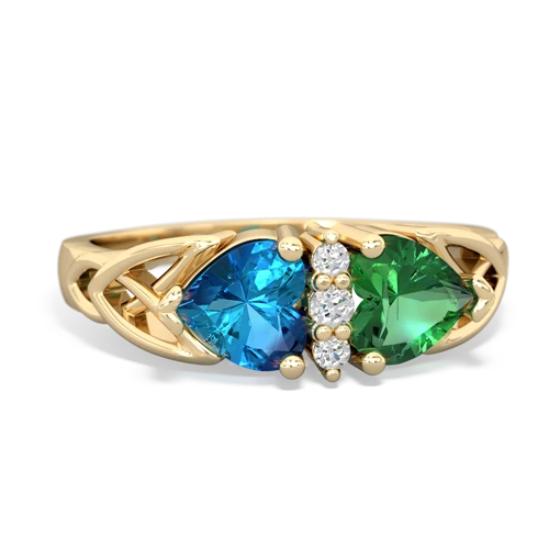 london topaz-lab emerald celtic ring