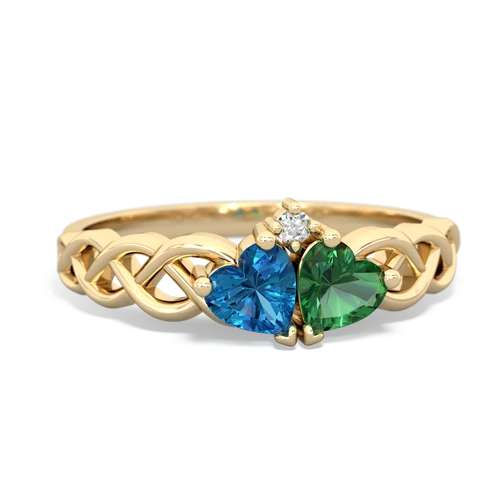 london topaz-lab emerald celtic braid ring