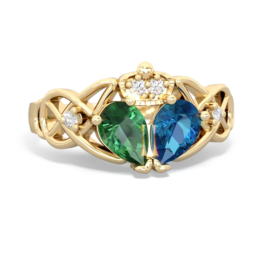 london topaz-lab emerald claddagh ring