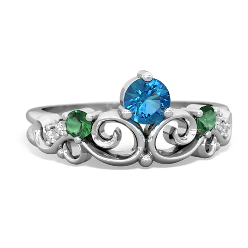 london topaz-lab emerald crown keepsake ring