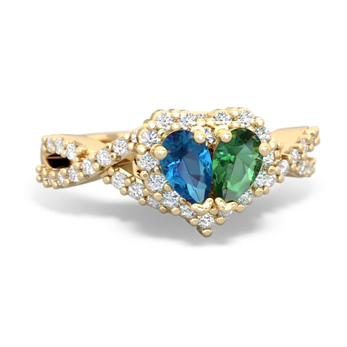 london topaz-lab emerald engagement ring