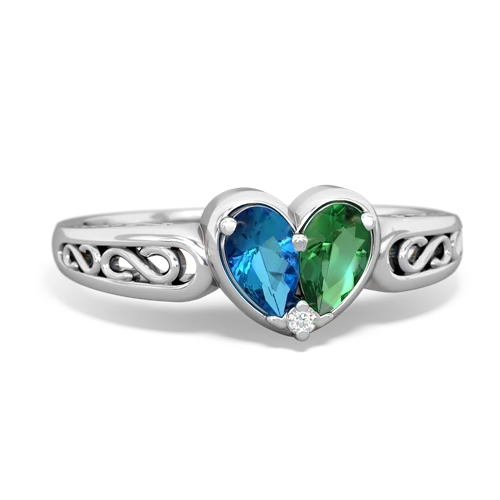 london topaz-lab emerald filligree ring